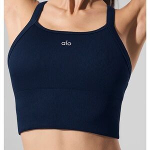 ALO Yoga Dark Blue Ribbed Sports Bra